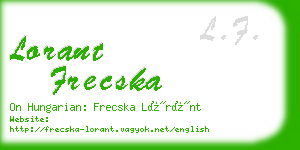 lorant frecska business card